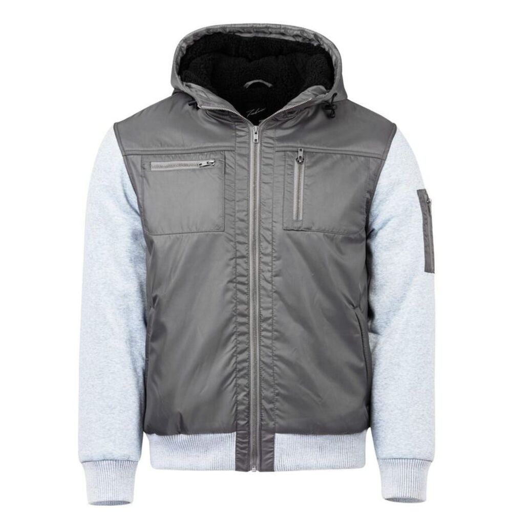 Fabric Mens Fleece Lined Jacket / Charcoal